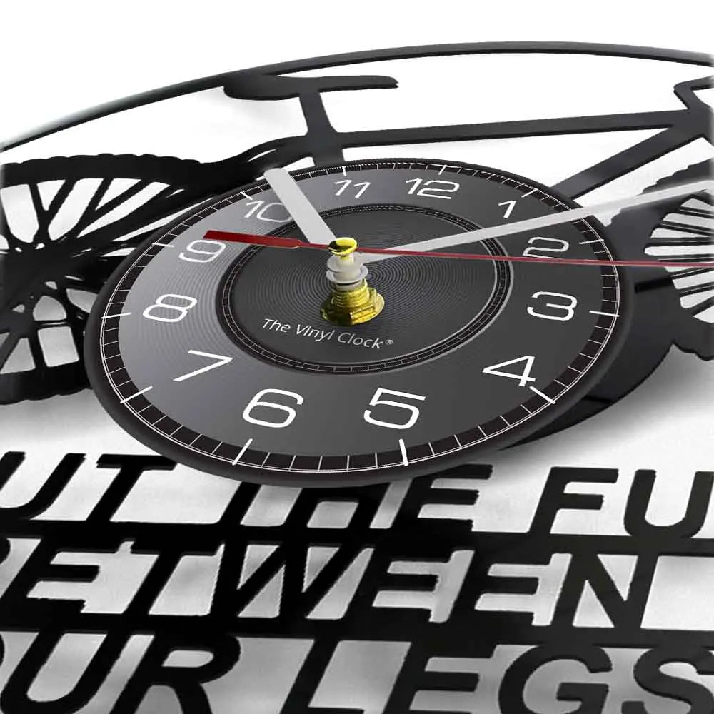 Put The Fun Between Your Legs Bicycle Retro Wall Clock Vinyl Record Racing Bicycle Cycling Lover Home Decor Biker Crafts Artwork