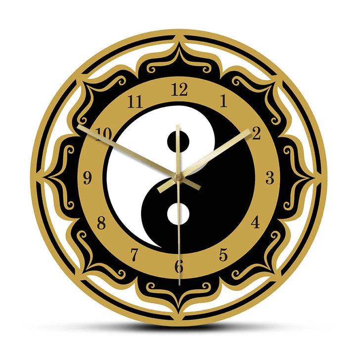Yin Yang Symbol Modern Wall Clock Chinese Philosophy Taoist Amulet Wall Art Spirituality Home Decor Silent Movement Wall Clock
