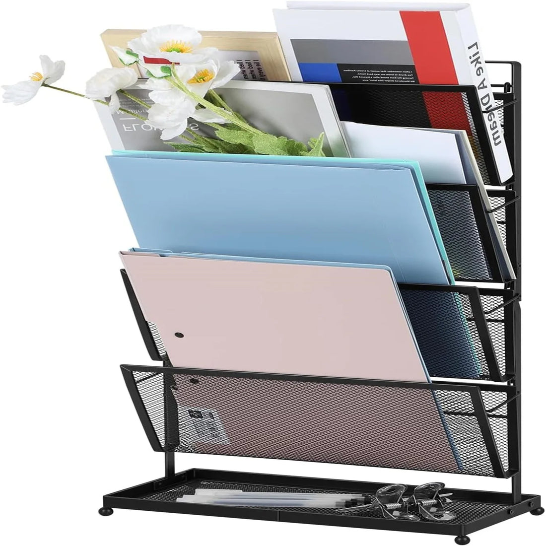 File Organizer Desk Vertical File Folder Holder Standing Mail Organizer Countertop Paper Office Desk Organizer and Accessori