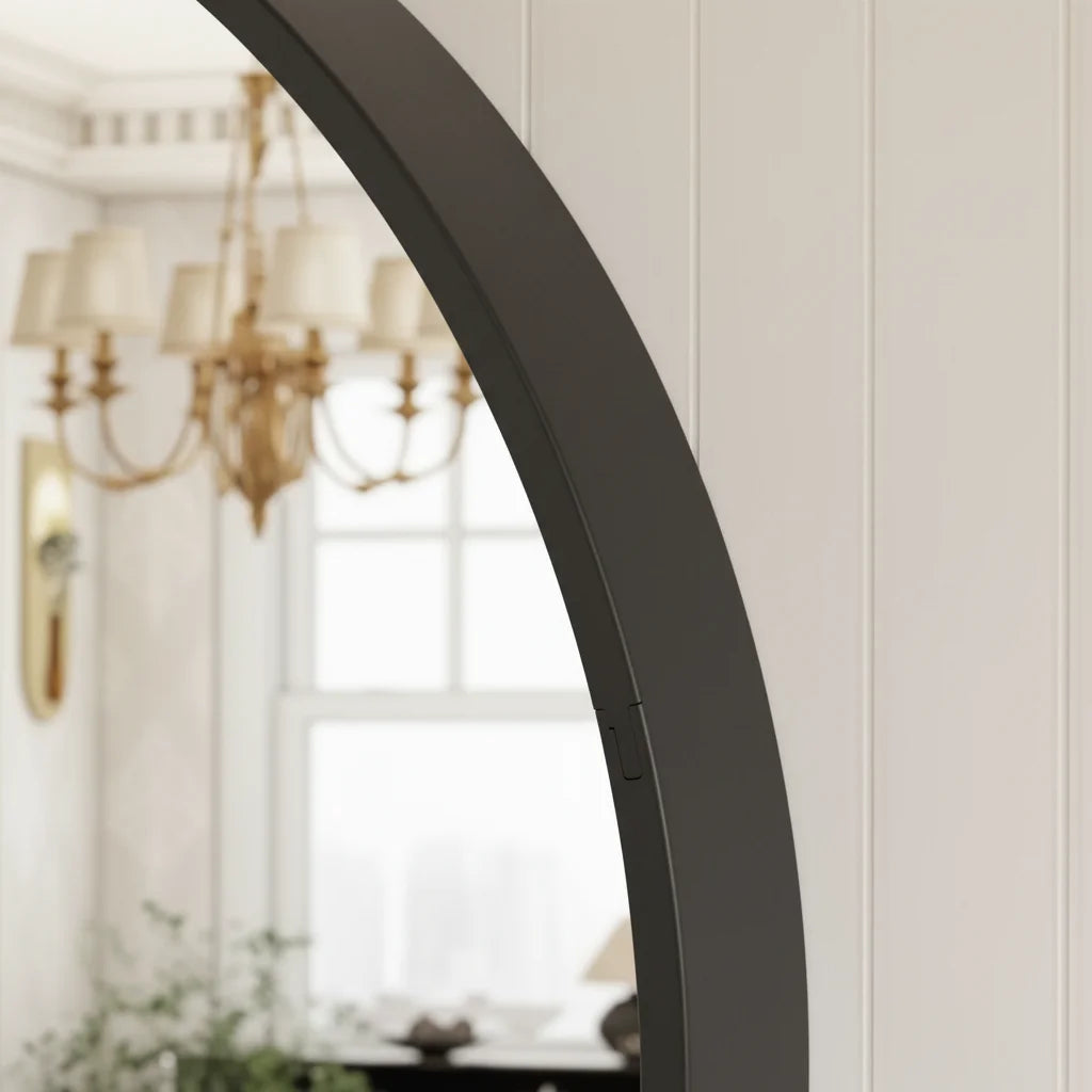 20" Black Round Wall Mirror, Elegant Modern Home Decor for Bathroom Entryway or Living Room Use