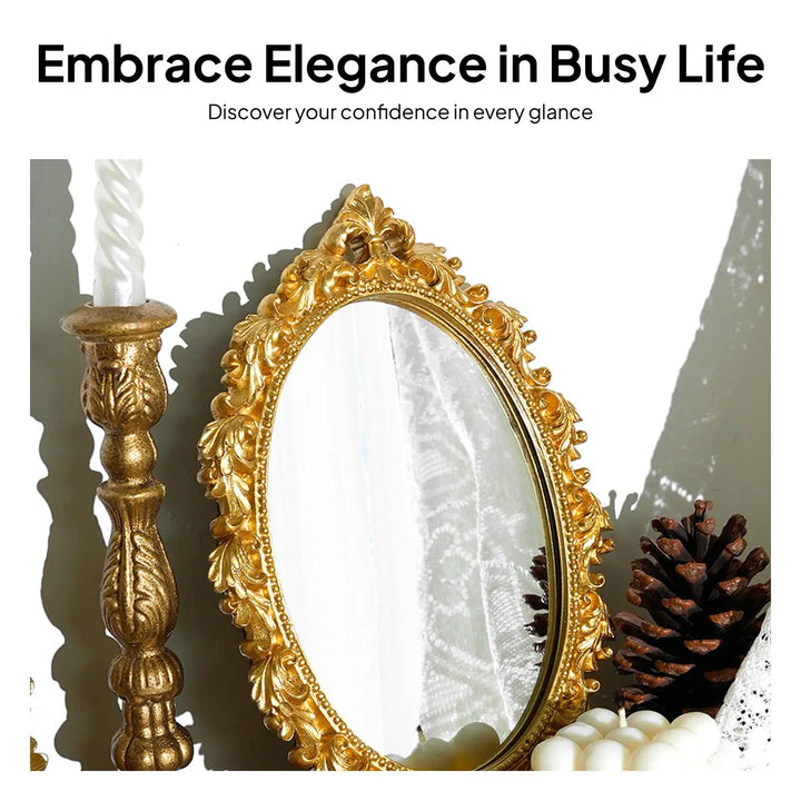 Makeup Mirror Art Decoration Gift Elegant European Vintage Decorative Mirror Wall Mirror for Home Vanity Office Bath Bathroom