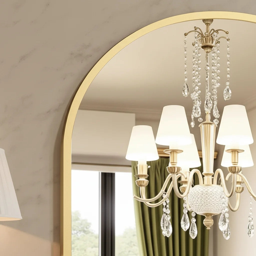 24x36 Arched Gold Bathroom Mirror, Elegant Wall Mirror for Daily Use, Functional Stylish Home Decor