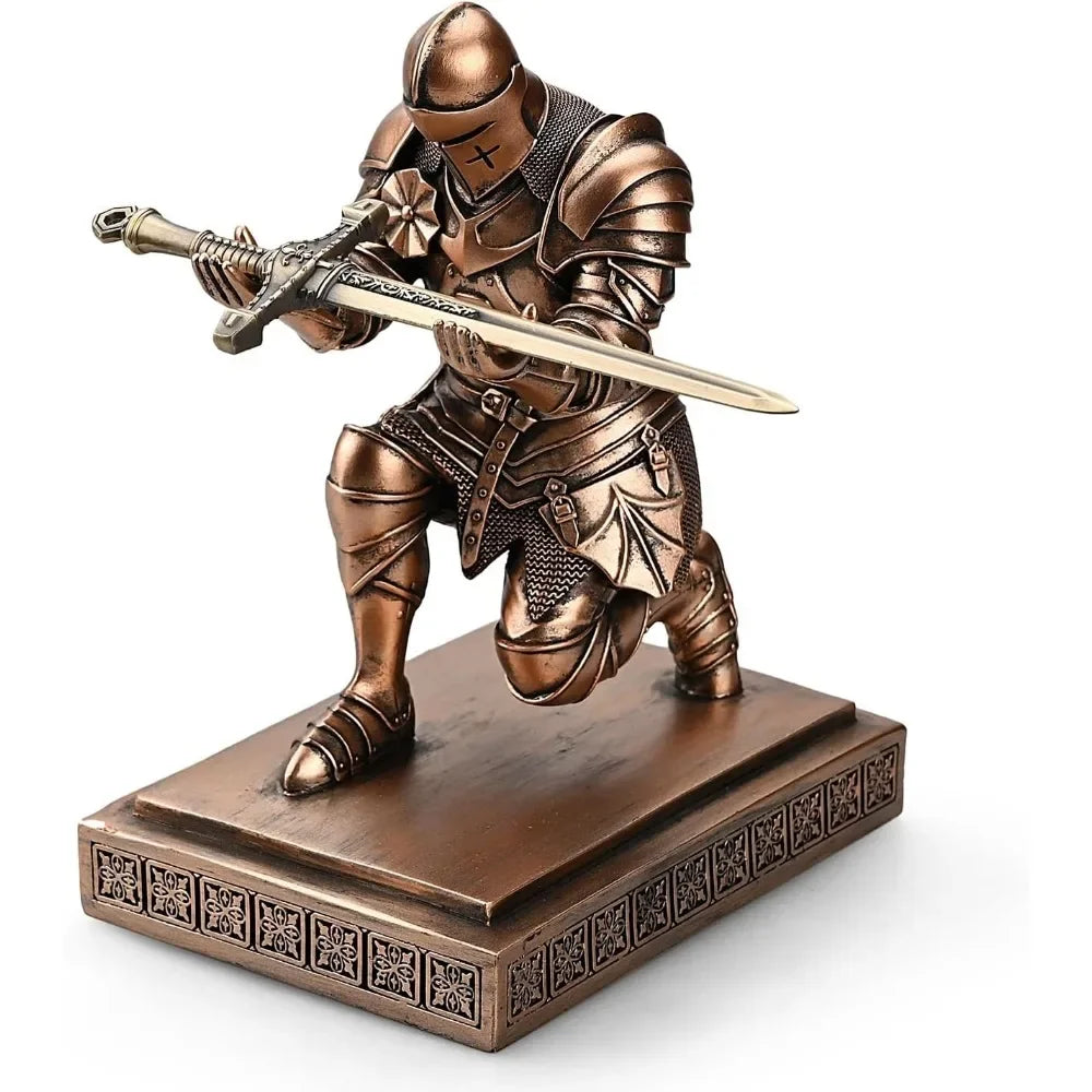 Armored Warrior Knight Pen holder desk organizer and accessory resin pen holder paper town, with a cool letter opener