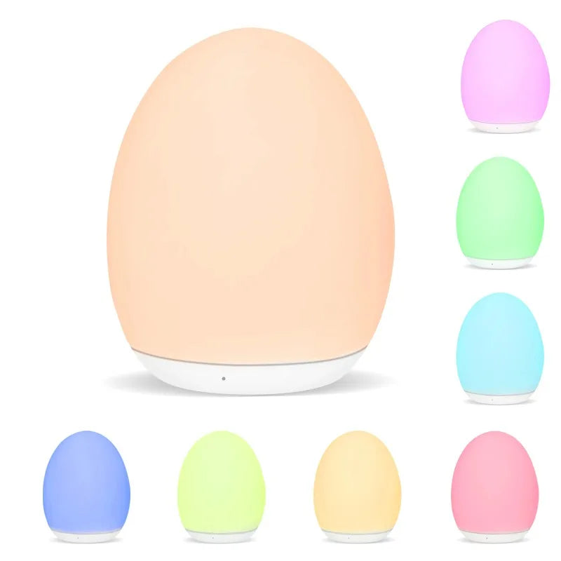 7 Color Changing Night Light RGB Remote Control Touch Dimmable Lamp Portable Table Bedside Lamps USB Rechargeable Night Lamp