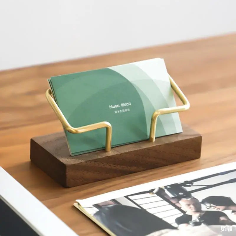 Business Card Holder Desk Organizer Office Desk Display Stand Memo Counter Accessories Tabletop Shelf Wooden Card Holder Storage