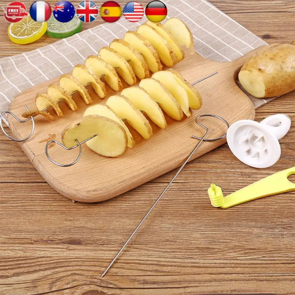 Spiralizer Chips Maker with 4 Stainless Steel Sticks Manual Twisted Potato Slicer Reusable Potato Twister Kitchen Accessories