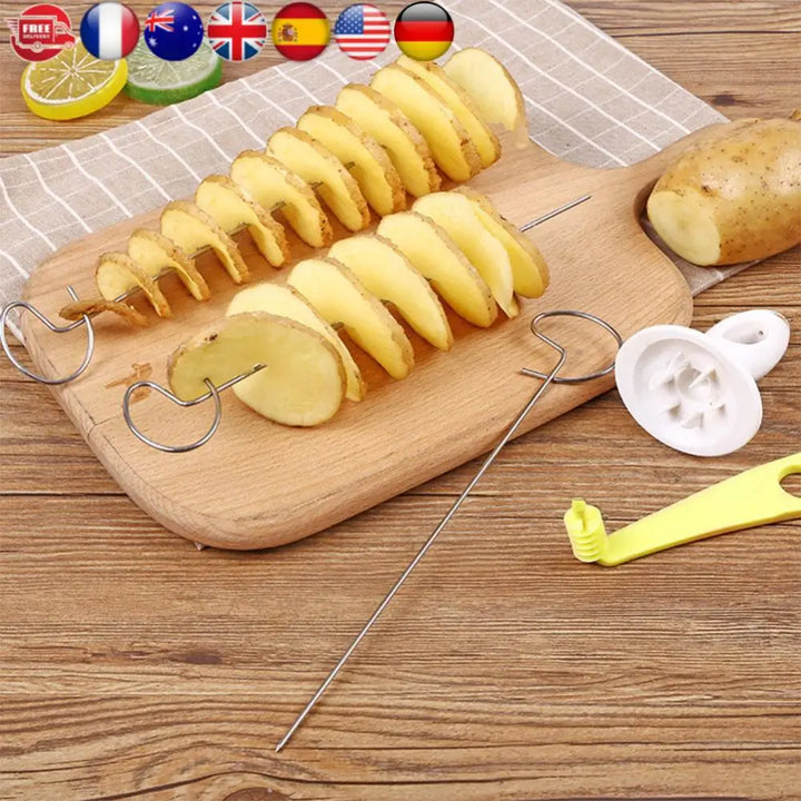Spiralizer Chips Maker with 4 Stainless Steel Sticks Manual Twisted Potato Slicer Reusable Potato Twister Kitchen Accessories