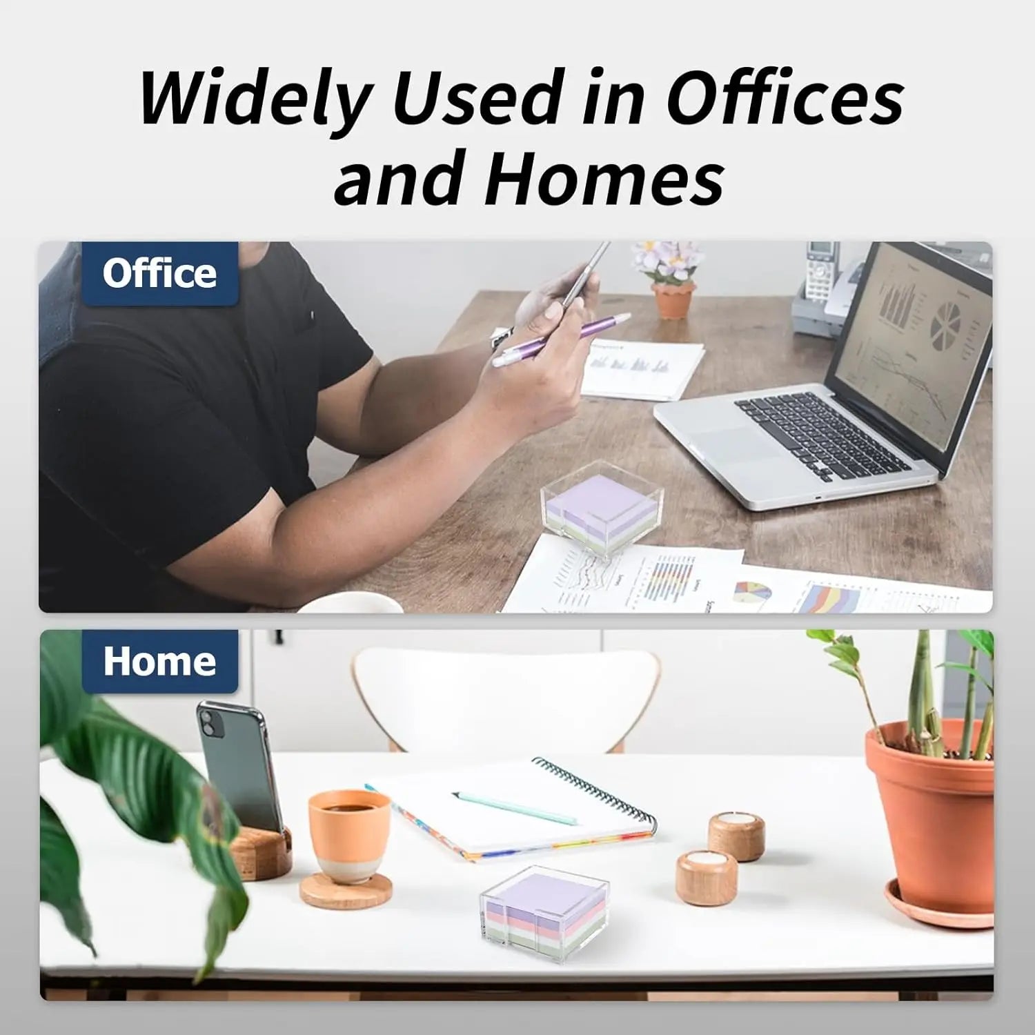 Acrylic Sticky Note Holder Clear Notepad Dispenser for Desk Office Dorm Room Organizer Desktop Accessory