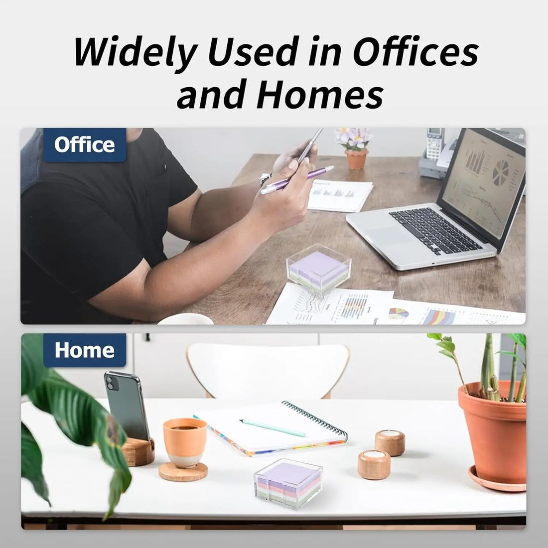 Acrylic Sticky Note Holder Clear Notepad Dispenser for Desk Office Dorm Room Organizer Desktop Accessory