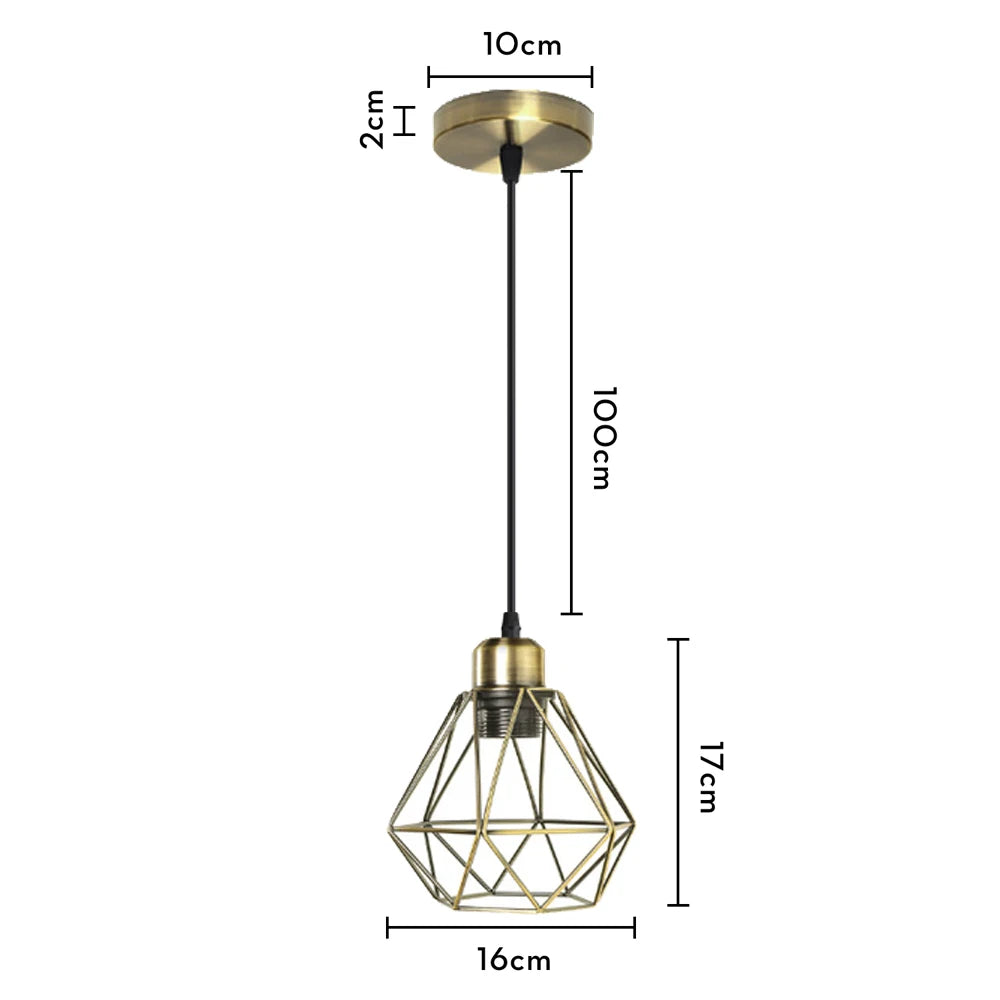 Vintage Pendant Light Fixture 1/3 heads Hanging Lamp Ceiling Chandelier Metal E27 LED Lampshade for Bedroom Living Room Kitchen
