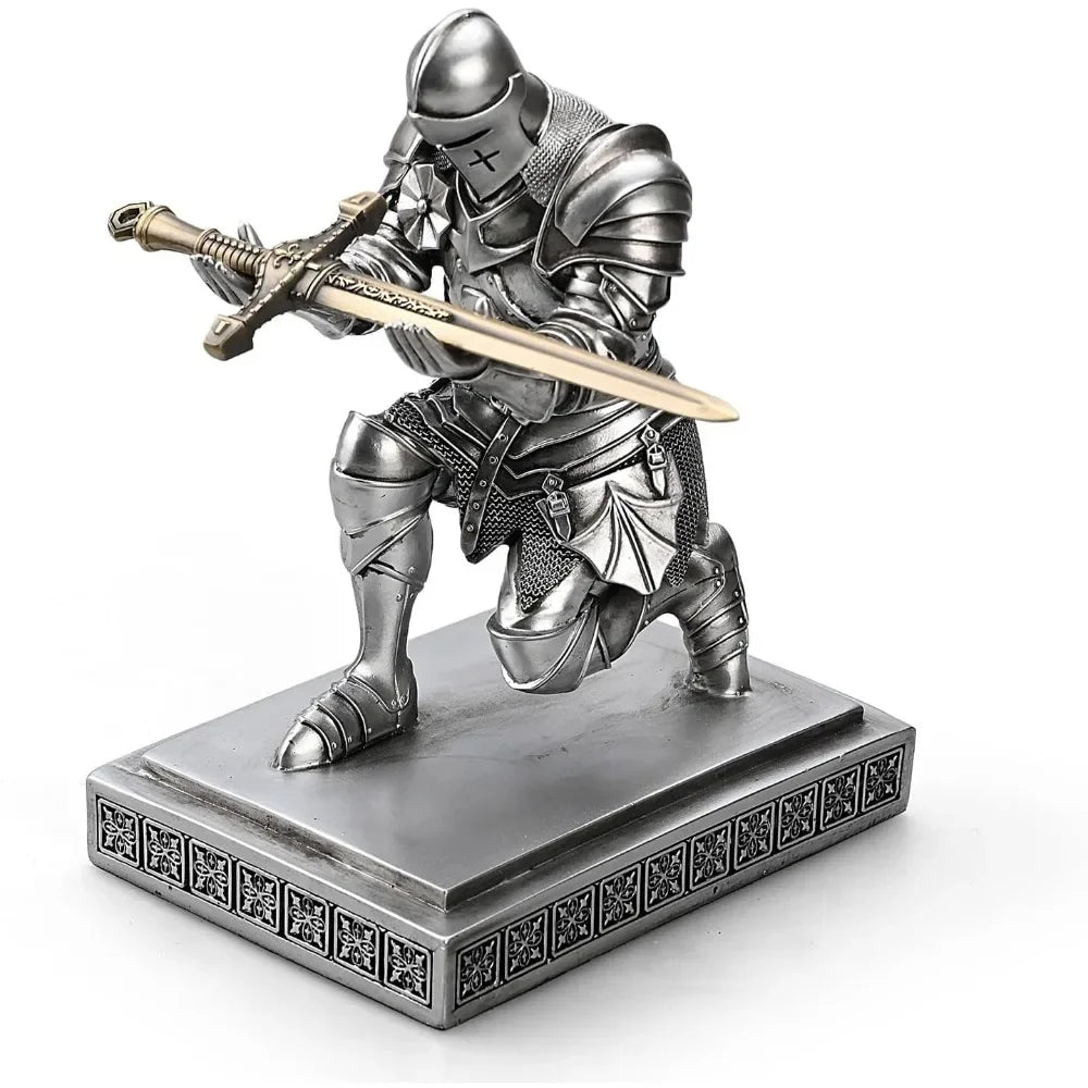 Armored Warrior Knight Pen holder desk organizer and accessory resin pen holder paper town, with a cool letter opener