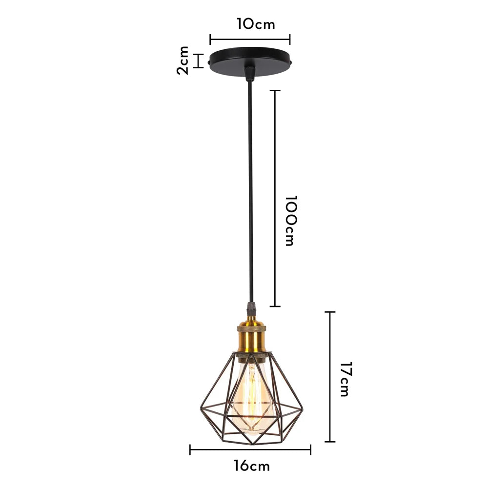 Vintage Pendant Light Fixture 1/3 heads Hanging Lamp Ceiling Chandelier Metal E27 LED Lampshade for Bedroom Living Room Kitchen