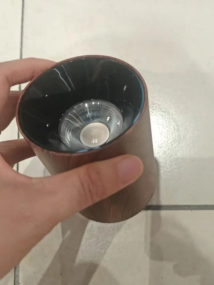 Mid-style exposed household anti-glare walnut wood grain ceiling light, corridor and passageway no-hole living room spotlight