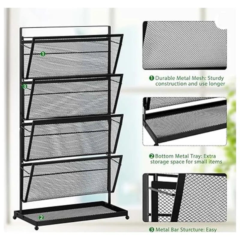 File Organizer Desk Vertical File Folder Holder Standing Mail Organizer Countertop Paper Office Desk Organizer and Accessori