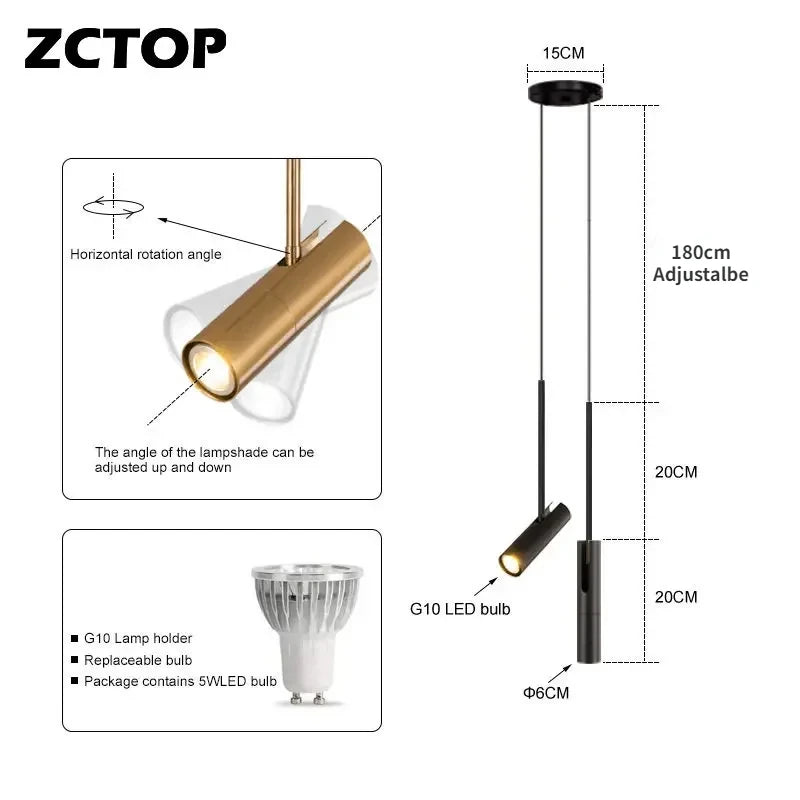 Minimalist LED Pendant Lamps Adjustable Angle Bedside Lights Chandeliers Living Dining Room Reading Lights Bar Decor Suspension