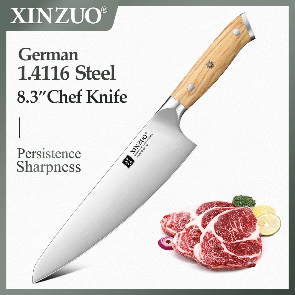XINZUO Original Design 8.3'' Chef Knife German Din 1.4116 Steel Hardness 56-58HRC Ultra-sharp And Durable Kitchen Best Choice
