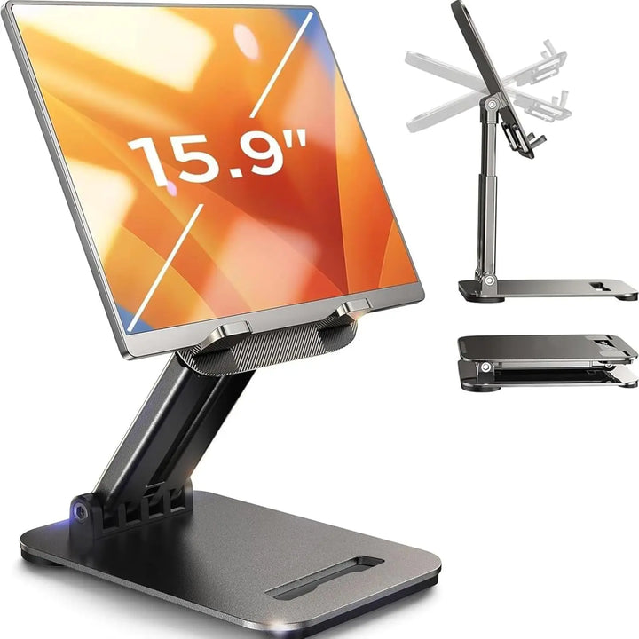 Foldable Tablet Stand Holder for iPad & Monitors, Adjustable Angle Desk Accessory for Home Office Use
