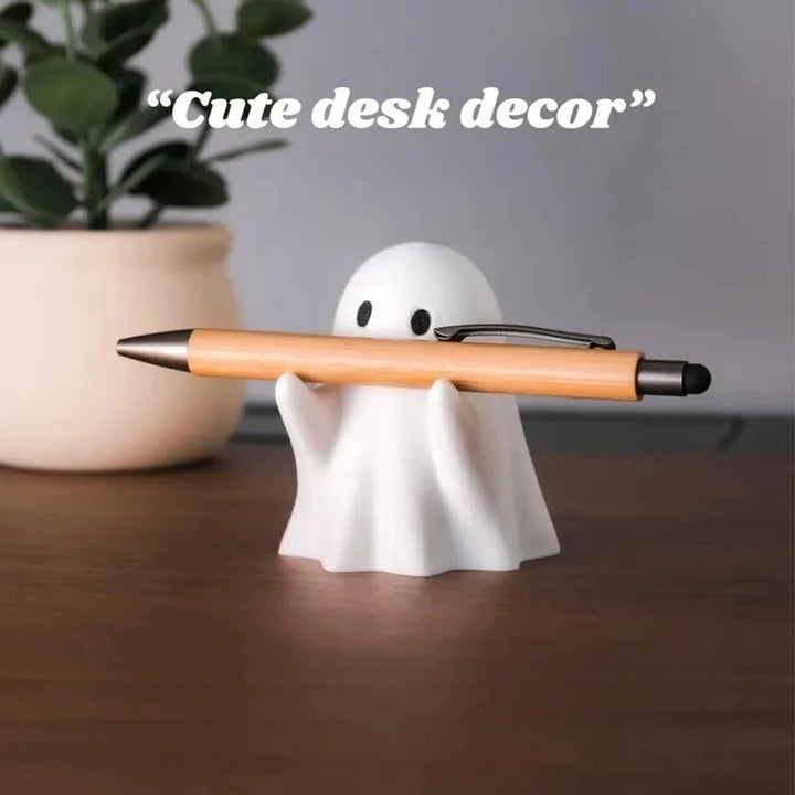 Ghost Pen Holder - Cute Resin Desktop Organizer for Office & Home, Halloween Decor Creative Gift, Funny Stationery Stand (1PC)