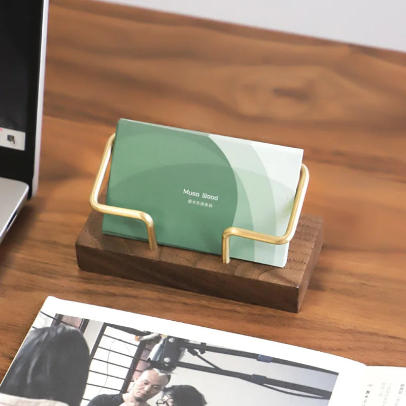 Business Card Holder Desk Organizer Office Desk Display Stand Memo Counter Accessories Tabletop Shelf Wooden Card Holder Storage