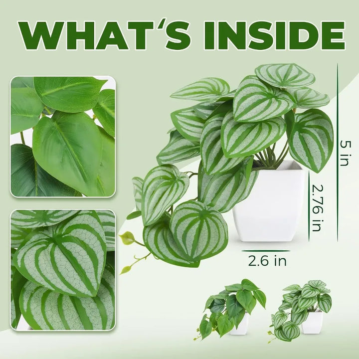 2Pcs Small Fake Plants Articial Mini Faux Plants for Bathroom Office Desk Shelf Table Accessories Decor Indoor