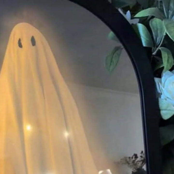 Spooky Ghost Mirror Night Light Halloween Hologram Ghost Mirror with Creepy Eyes Wall Hanging Mirror Light Halloween Decoration