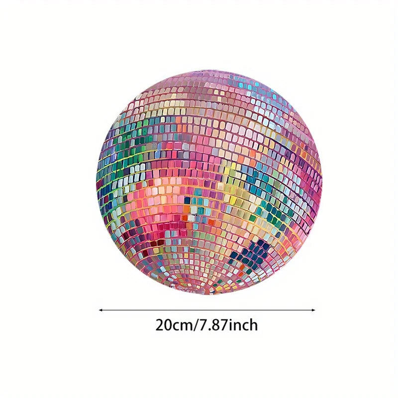 Rubber Round Pink Disco Ball Mouse Pad - Aesthetic Desk Accessory for Office, Laptop, Computer - Ideal Gift for Women, Girls