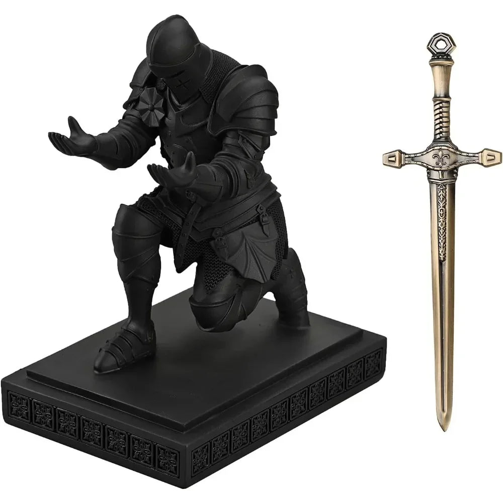 Armored Warrior Knight Pen holder desk organizer and accessory resin pen holder paper town, with a cool letter opener