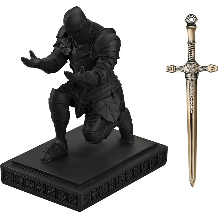 Armored Warrior Knight Pen holder desk organizer and accessory resin pen holder paper town, with a cool letter opener