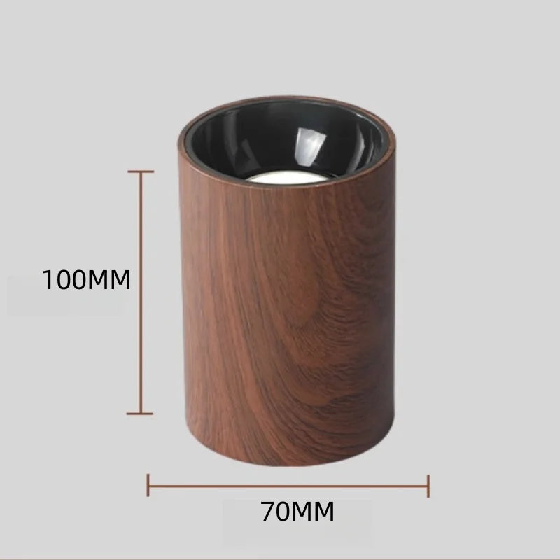 Mid-style exposed household anti-glare walnut wood grain ceiling light, corridor and passageway no-hole living room spotlight