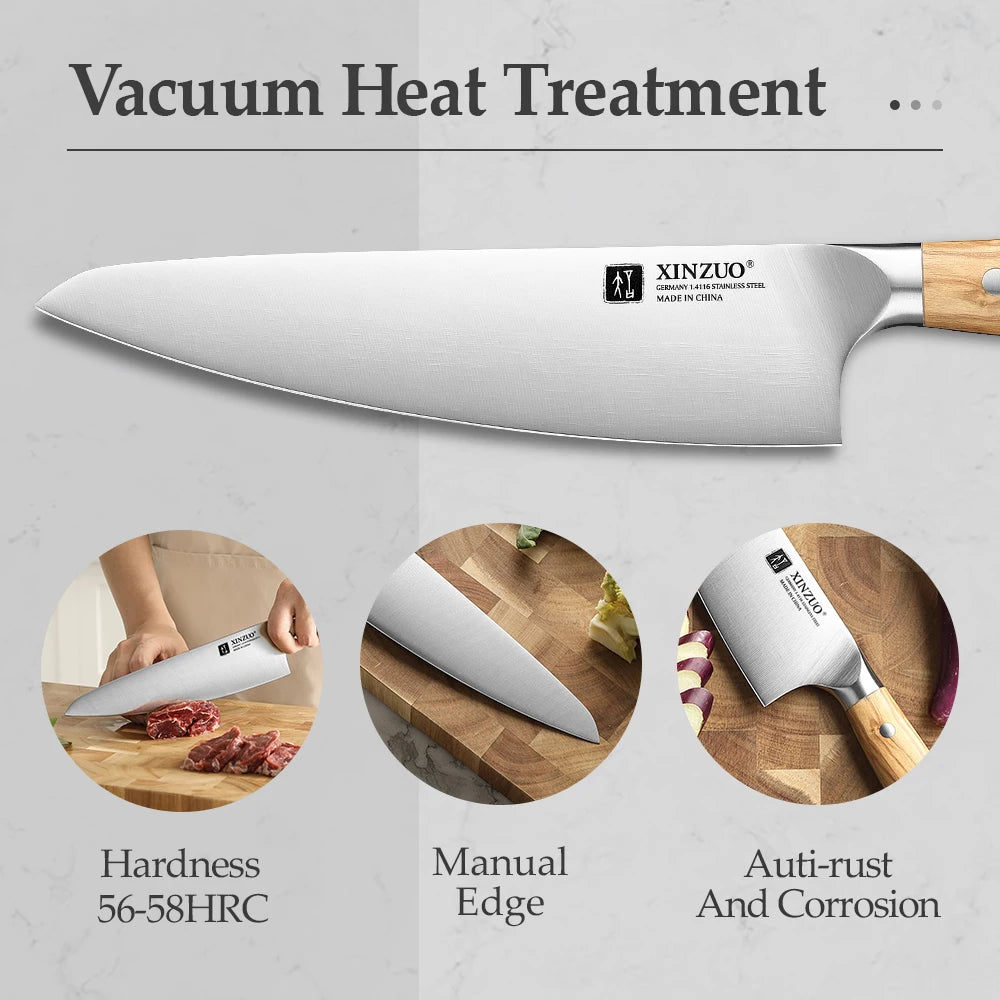 XINZUO Original Design 8.3'' Chef Knife German Din 1.4116 Steel Hardness 56-58HRC Ultra-sharp And Durable Kitchen Best Choice