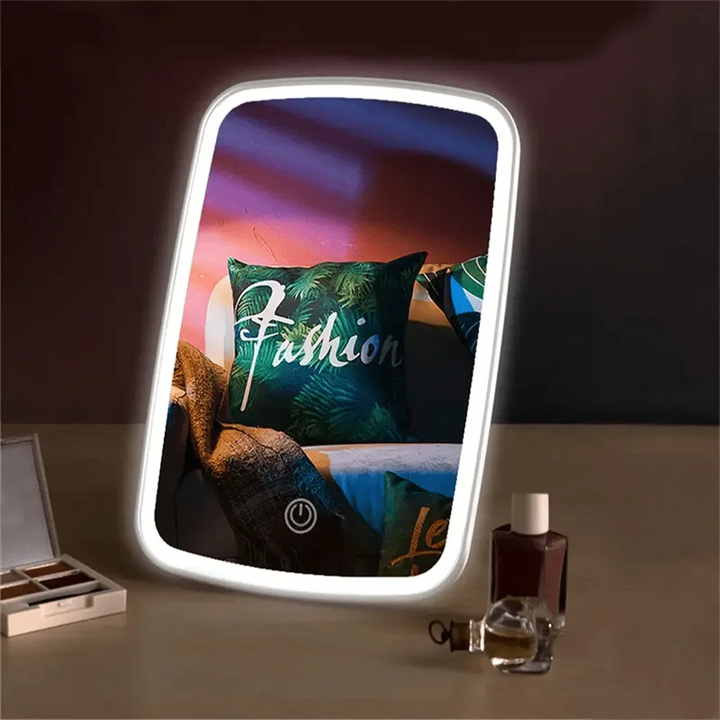 Smart LED Makeup Mirror USB Rechargeable, 3-Color Lights Touch Control, Adjustable Brightness, Portable Folding for Home & Trave
