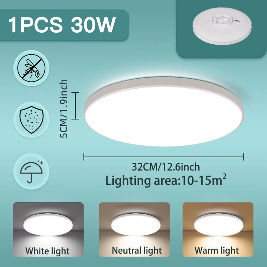 Three Proof Ceiling Light LED Ceiling Lamp LED Lights for Bedroom Kitchen Living Room Bathroom  Indoor Home Lighting Fixtures