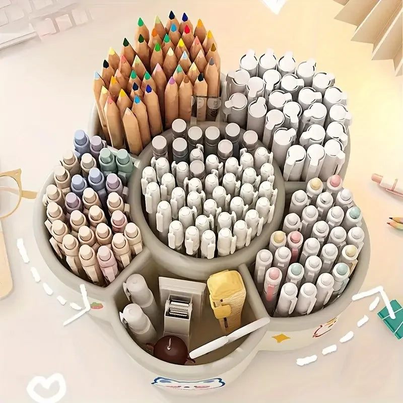 Large Capacity Desk Accessories 360 ° Rotation Cute Pen Holder Stationery Organizer Pencil Storage Office School Supplies