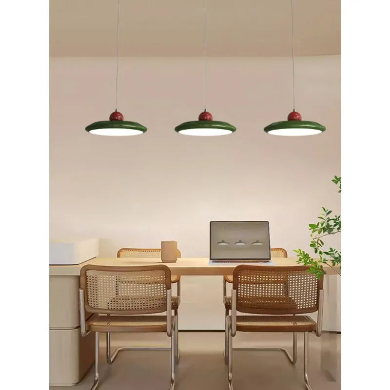 French Cream Flying Saucer Chandelier Modern Farmhouse Pendant Light  Ceiling Fixture for Dining Room Kitchen Living Room