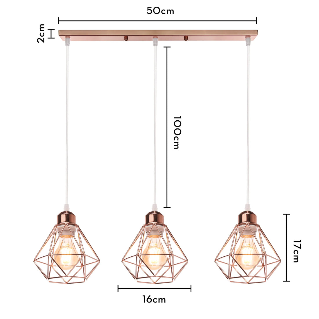 Vintage Pendant Light Fixture 1/3 heads Hanging Lamp Ceiling Chandelier Metal E27 LED Lampshade for Bedroom Living Room Kitchen