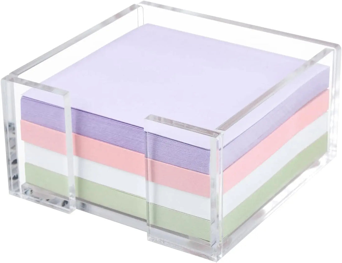 Acrylic Sticky Note Holder Clear Notepad Dispenser for Desk Office Dorm Room Organizer Desktop Accessory