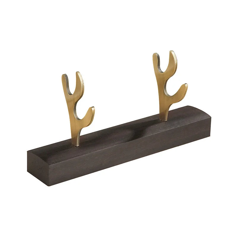 Solid wood pen holder metal antler storage stand ebony bamboo wood desktop ornaments office student pen holder display stand