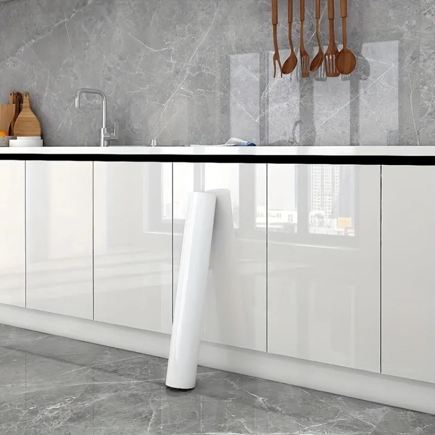 Self-Adhesive Vinyl Wallpaper High-Gloss Black Kitchen Cabinet Stove Waterproof Oil-Resistant Peel-and-Stick Stickers Bathroom