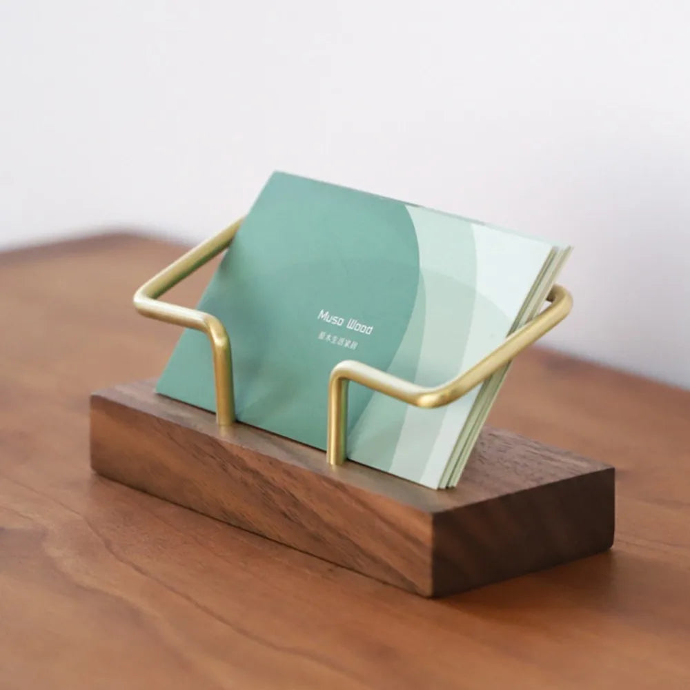Business Card Holder Desk Organizer Office Desk Display Stand Memo Counter Accessories Tabletop Shelf Wooden Card Holder Storage
