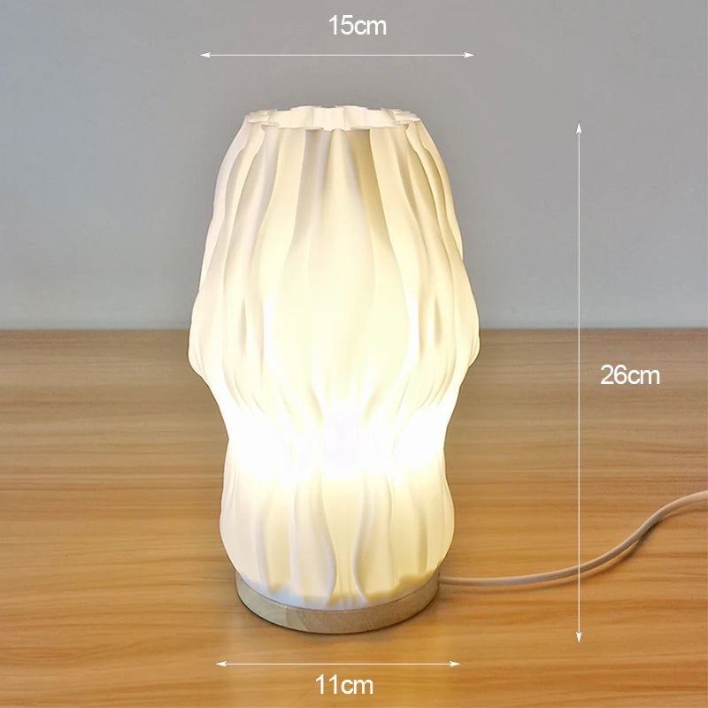 French cream style 3D desk lamp ins internet red pleated bedroom bedside lamp study coffee shop card seat atmosphere lamp