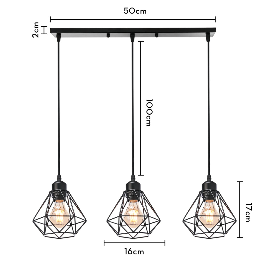 Vintage Pendant Light Fixture 1/3 heads Hanging Lamp Ceiling Chandelier Metal E27 LED Lampshade for Bedroom Living Room Kitchen