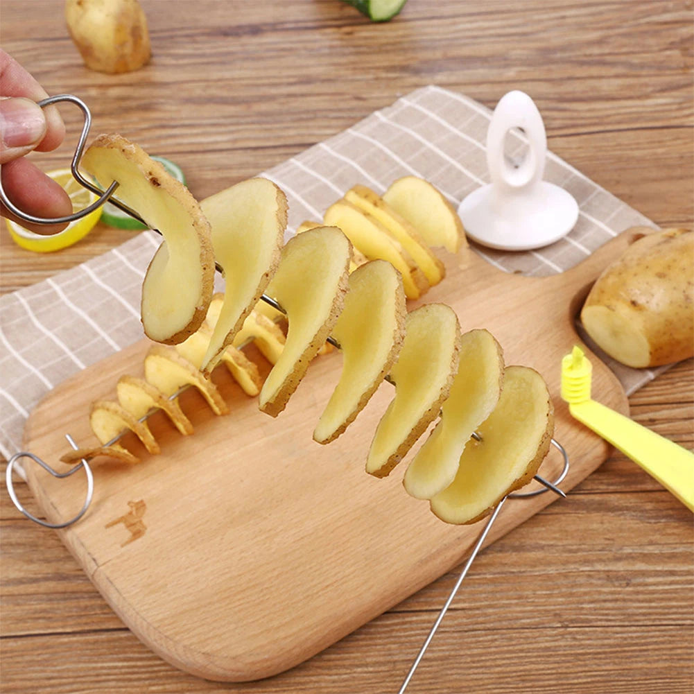 Spiralizer Chips Maker with 4 Stainless Steel Sticks Manual Twisted Potato Slicer Reusable Potato Twister Kitchen Accessories