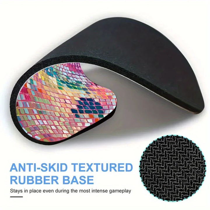 Rubber Round Pink Disco Ball Mouse Pad - Aesthetic Desk Accessory for Office, Laptop, Computer - Ideal Gift for Women, Girls