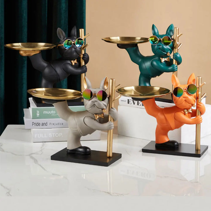 Decorative Magnate Pitbull Statue Resin Crafts Animal Sculpture Storage Tray for Living Room Hallway Ornaments For Home Decor