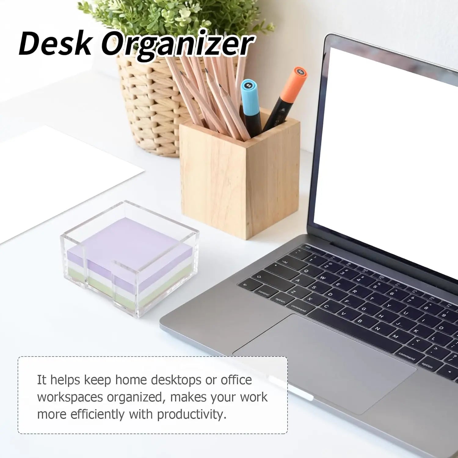 Acrylic Sticky Note Holder Clear Notepad Dispenser for Desk Office Dorm Room Organizer Desktop Accessory
