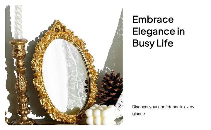 Makeup Mirror Art Decoration Gift Elegant European Vintage Decorative Mirror Wall Mirror for Home Vanity Office Bath Bathroom
